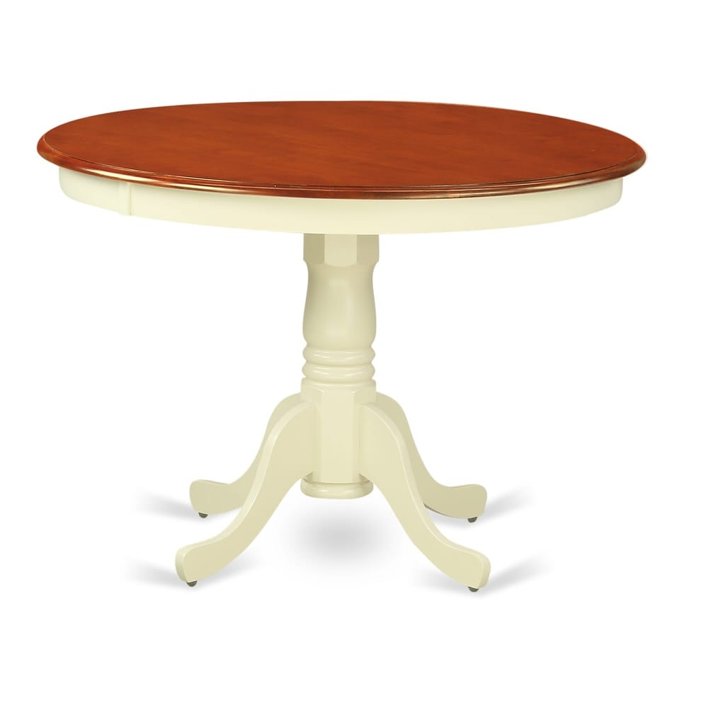 East West Furniture Hartland Dining Table   a Round Table Top with Pedestal Base(Finish Options)