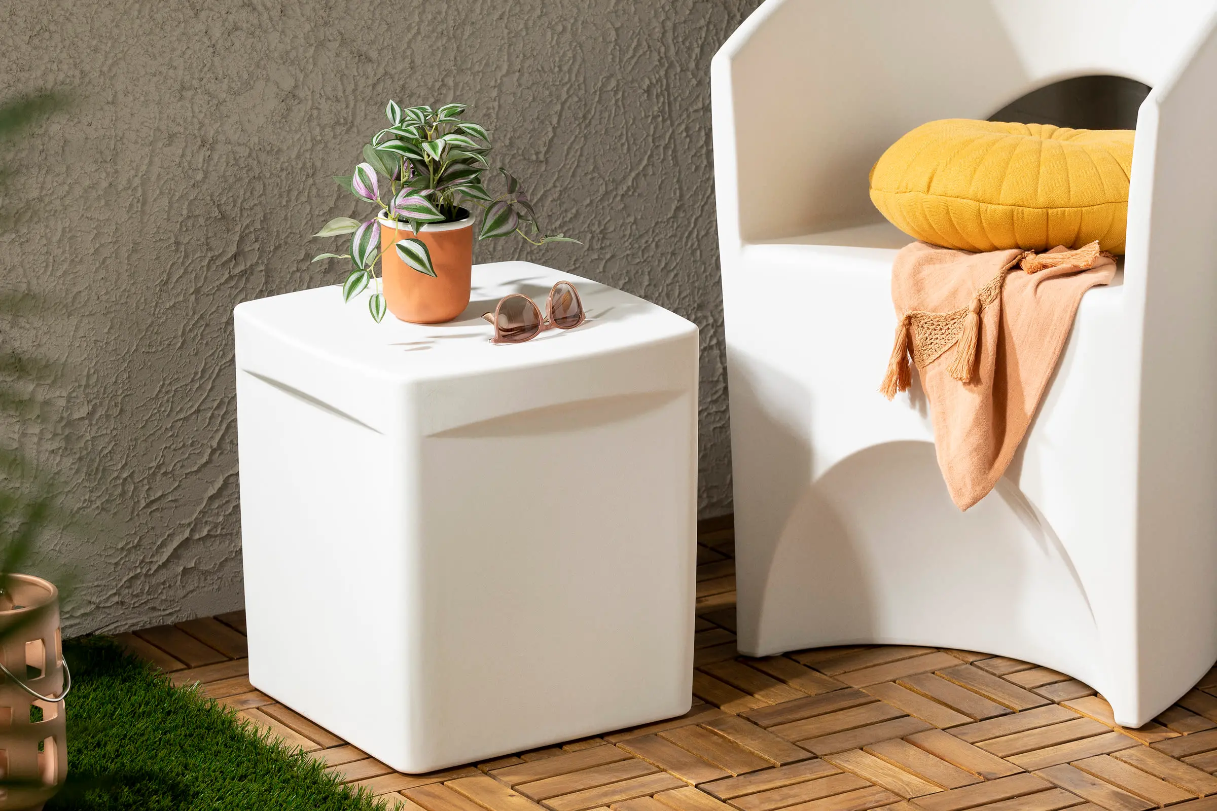 Dalya White Square Outdoor Side Table - South Shore