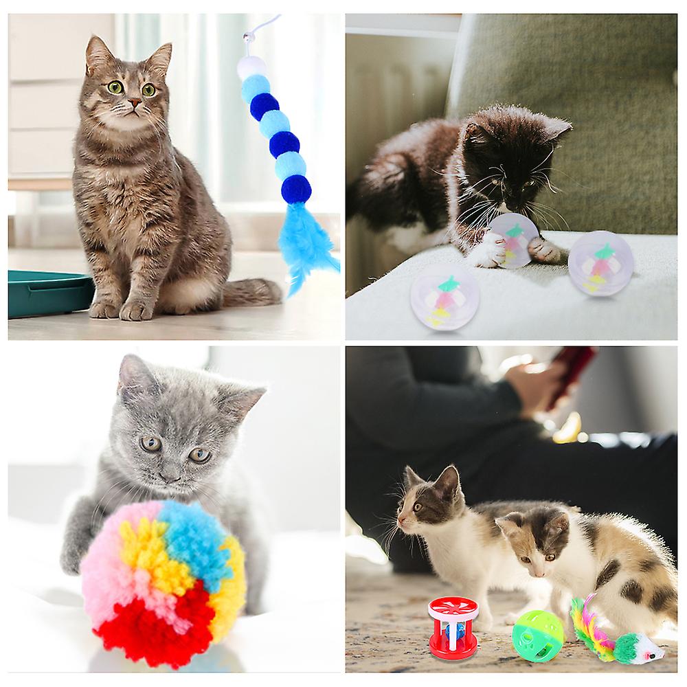 Cat Toys 15pcs Kitten Toys Set Interactive Cat Toys For Indoor Cats With Collapsible Cat Tent Tunnel Interactive Cat Feather Toy Feather Teaser Wand