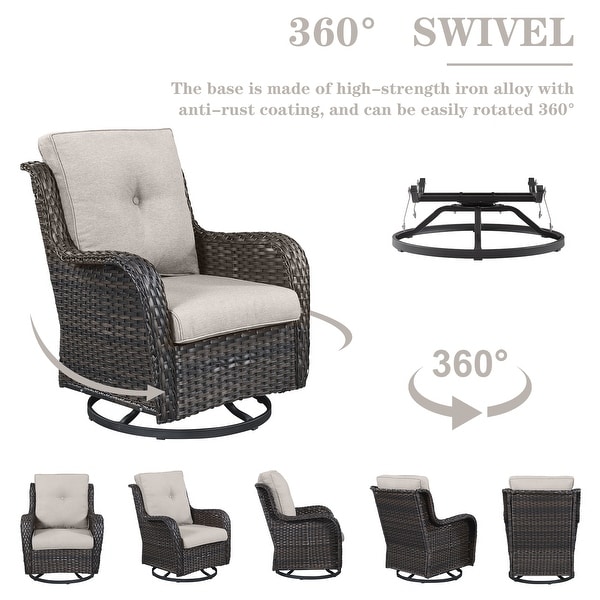 Outdoor Swivel Chairs with Sofa and Fire Pit Table