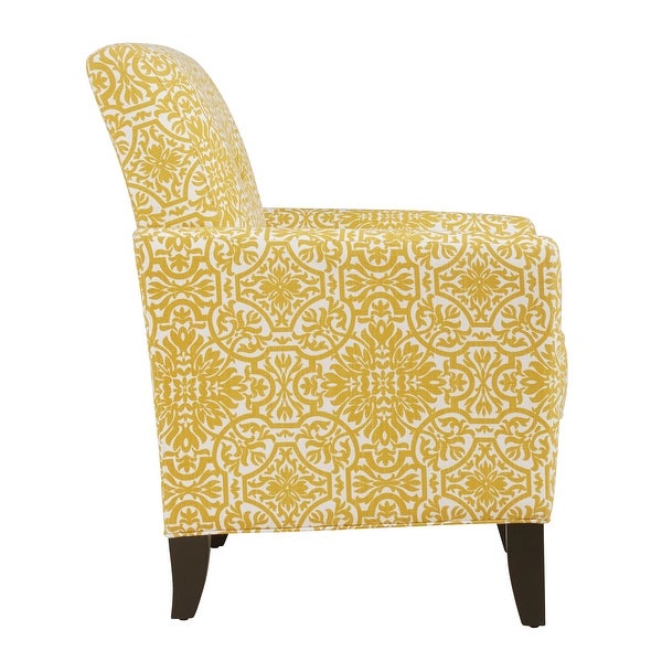 Handy Living Alex Gold Damask Upholstered Arm Chair