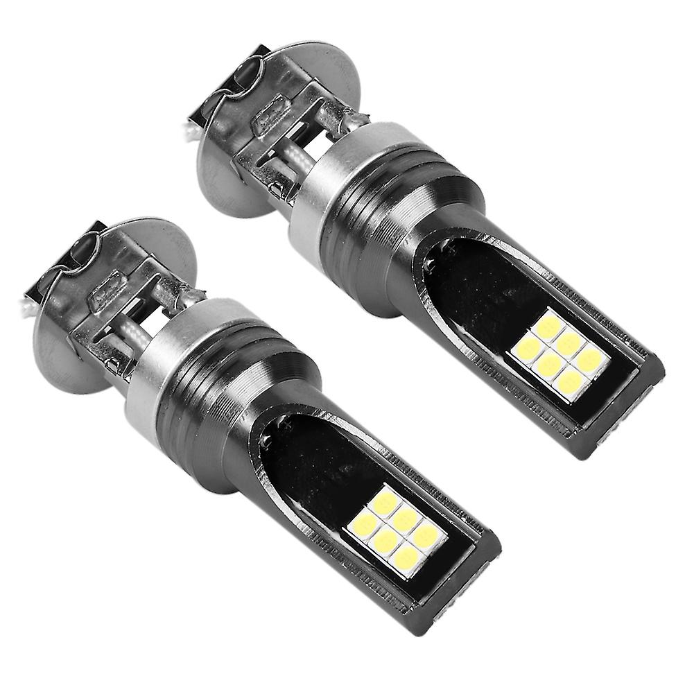 2pcs 3030-12led H3 Car Headlight Bulb Headlamp 6000k White Light