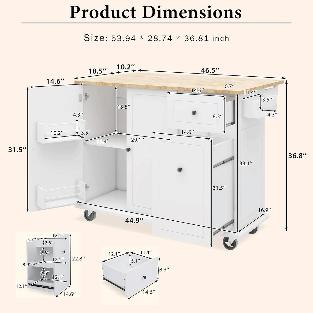 Rolling Kitchen Cart: 53.9\