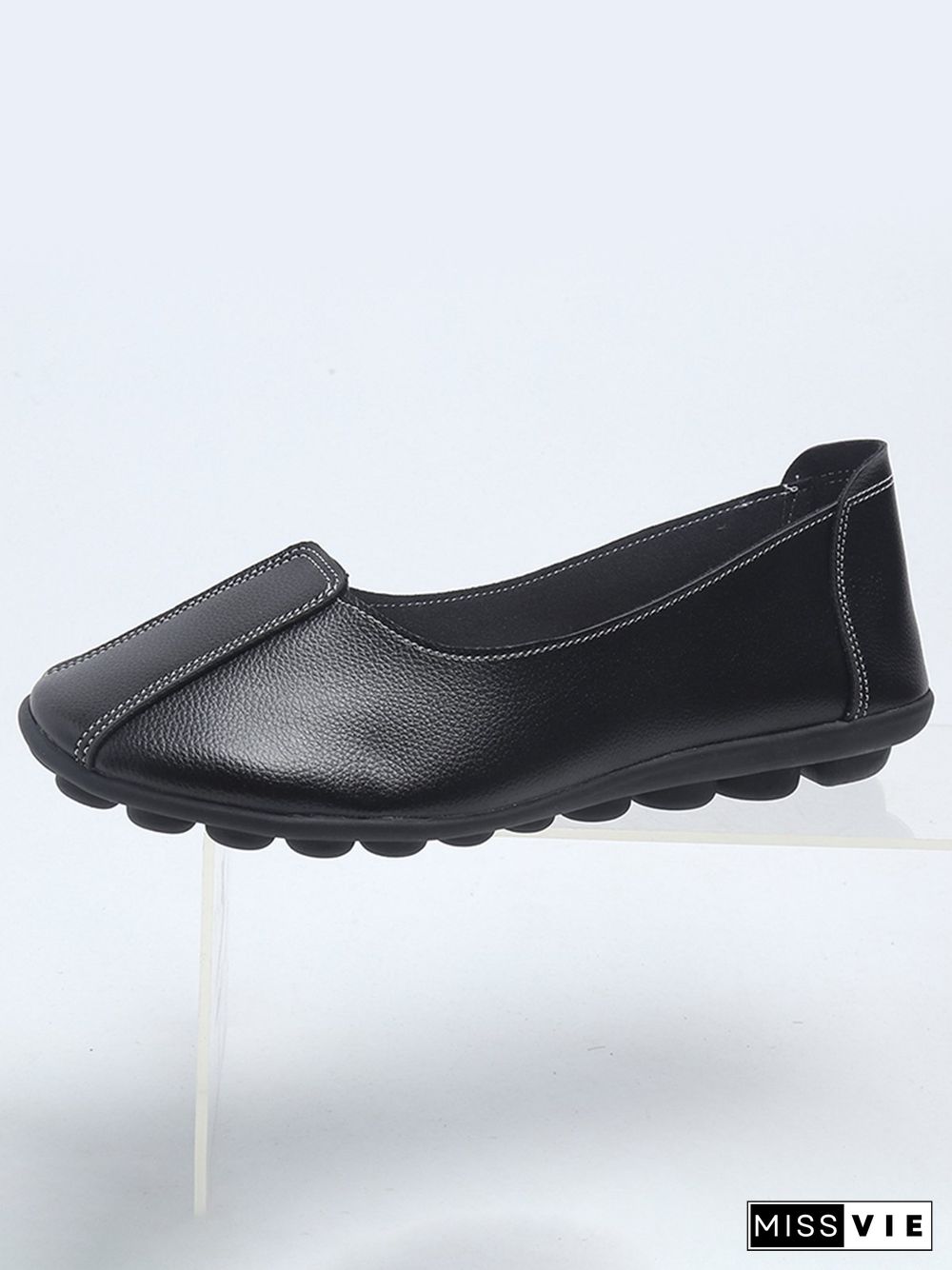 Women Casual Plain All Season Wearable Daily Flat Heel Pu Rubber Slip On Flats