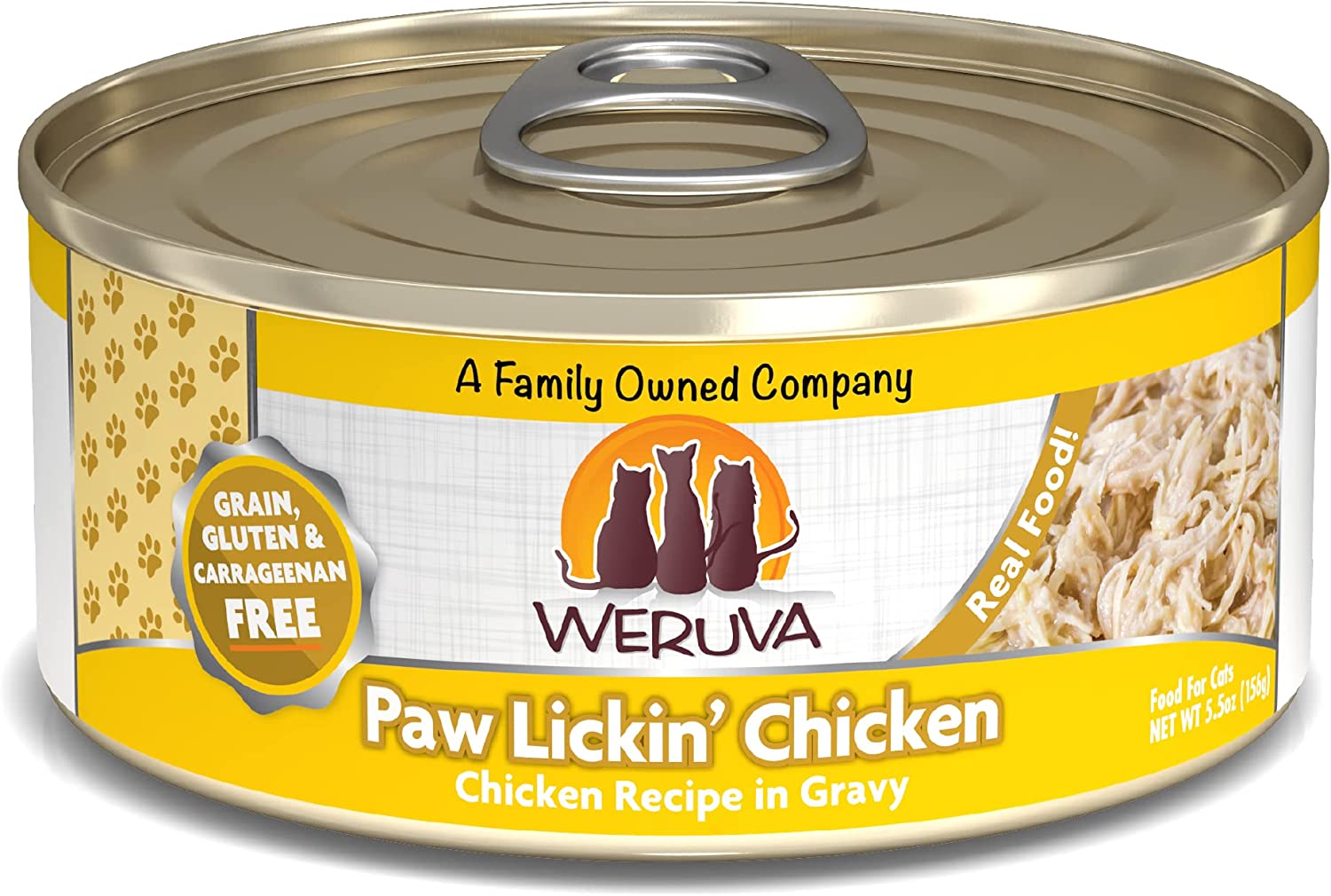 Weruva Grain-Free Natural Canned Wet Cat Food， Paw Lickin’ Chicken， Classic Recipes 5.5oz Can (Pack of 24)