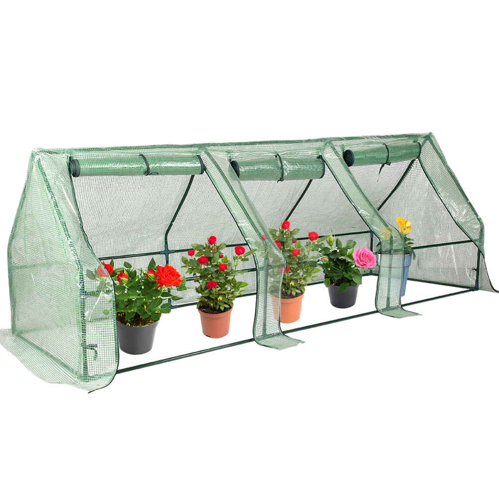 Sundale Outdoor Portable Gardening Mini Green House with PE Cover and Zipper Doors, Waterproof GreenHouse, UV Protection, Insect Prevention, 106.3