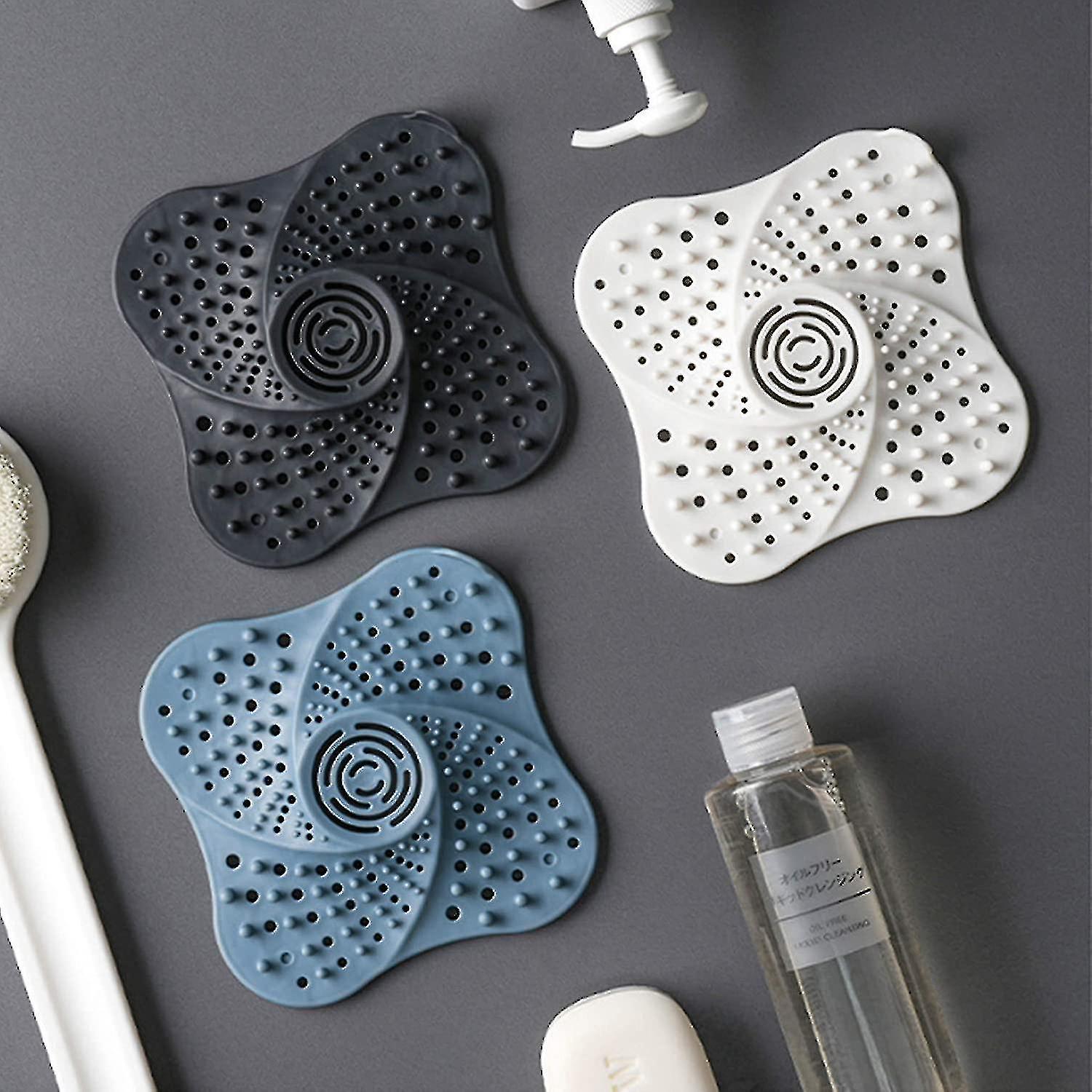 3-piece Sewer Hair Filter Kitchen Sink Plug Deodorant Cover Bathroom Sink Anti-blocking Silicone Floor Drain Cover