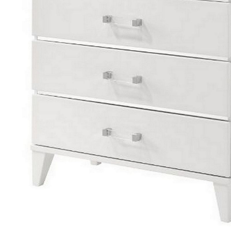 49 Inch Modern Tall Dresser Chest， 5 Drawers， Bar Handles， Wood， White