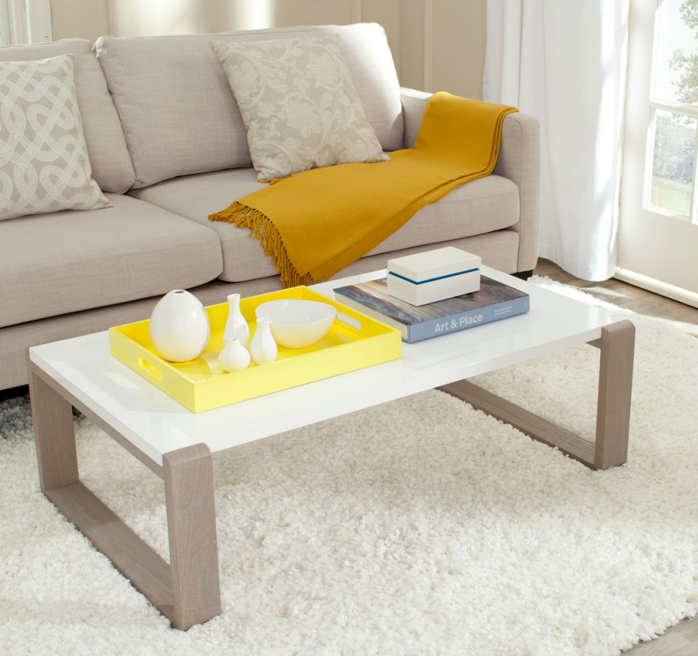 Manalo Mid Century Scandinavian Lacquer Coffee Table White/ Grey   Transitional   Coffee Tables   by AED Luxury Home Decor  Houzz