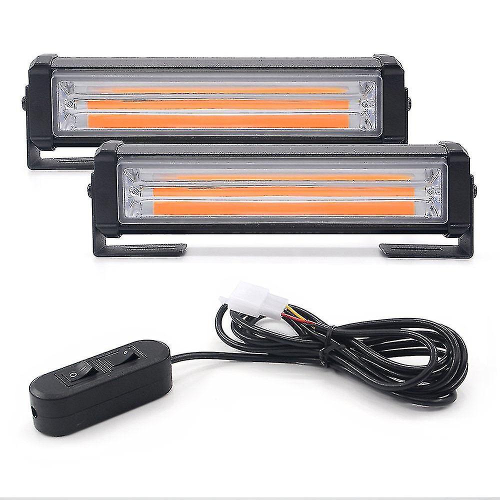 Cob Led Emergency Lights Car Front Grille Strobe Warning Light Head Led Mini Flashing Lightbar For Fire Truck Police 12~24v