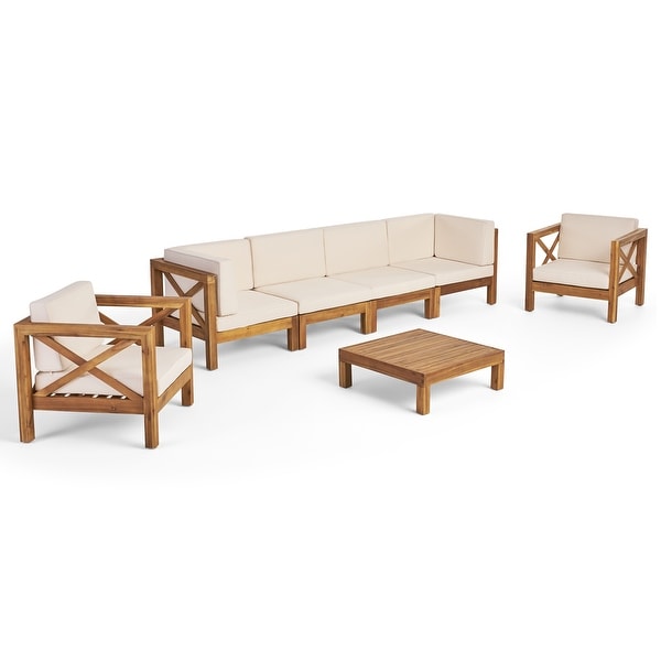 Brava Outdoor Acacia Wood 7piece Chat Set by Christopher Knight Home