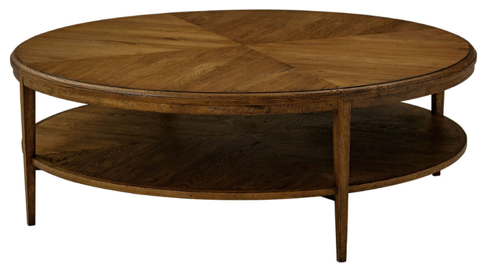 Modern Parquetry Round Coffee Table Dark Oak   Transitional   Coffee Tables   by English Georgian America  Houzz