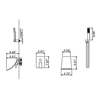 Tomfaucet Single-Handle Wall Mount Roman Tub Faucet with Hand Shower in Matte Black TFB1088MB