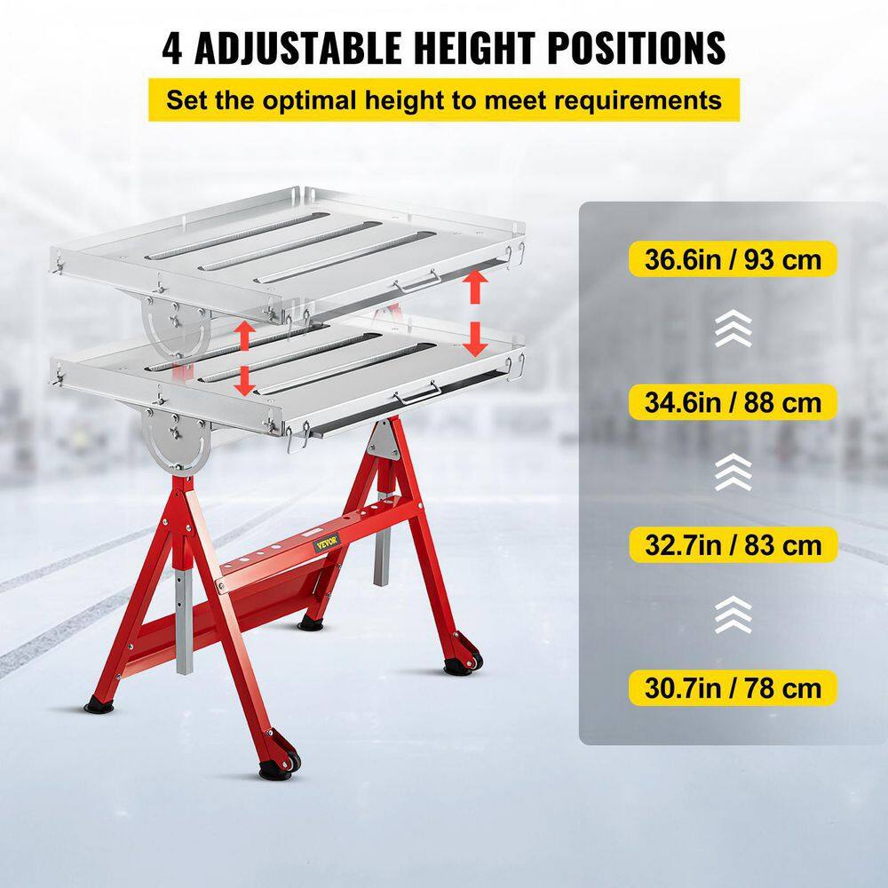 VEVOR Folding Welding Table 31 in. x 23 in. Steel Industrial Workbench with 400 lbs. Load Three 1.6 in. Slots Adjustable Angle HJTYCYBD13123SFPSV0