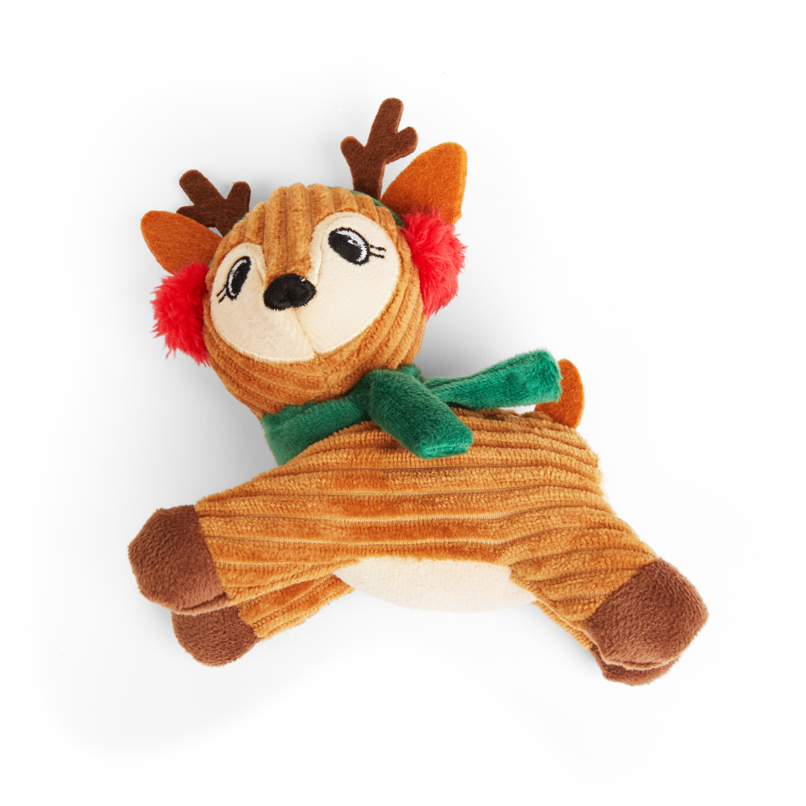 More and Merrier Plush Reindeer and Boots Dog Toy， Small， Pack of 2