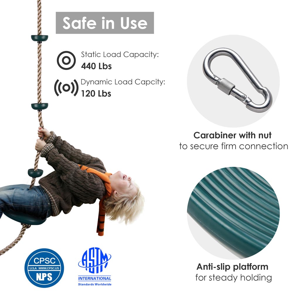 Yescom Heavy Duty Disc Swing Climbing Rope with Platform