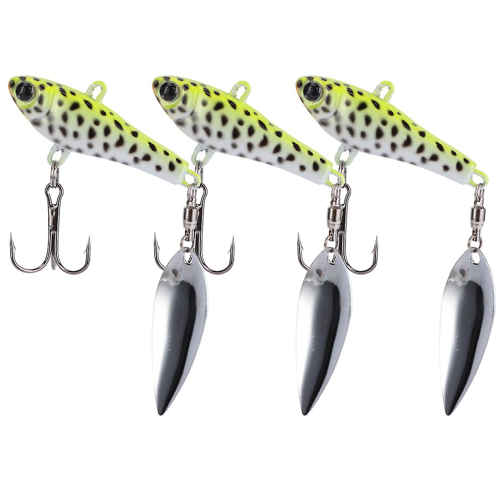 3pcs Artificial Fishing Lures Sequins Rotating Aluminum Hard Bait For Fishing Long Shotblack Dot