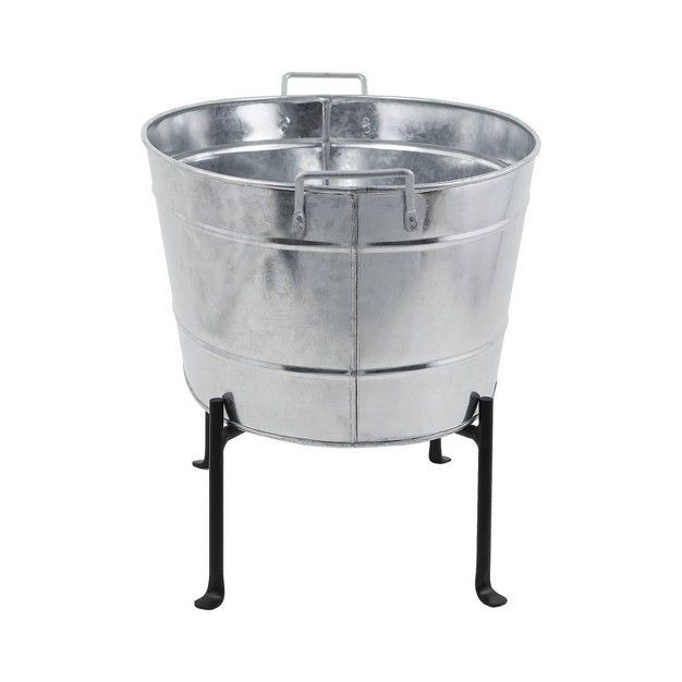 Classic Oval Galvanized Tub With Folding Stand Steel Achla Designs