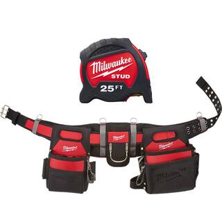 MW Adjustable Electricians Work Belt with 25 ft. Gen II STUD Tape Measure 48-22-8110-48-22-9725