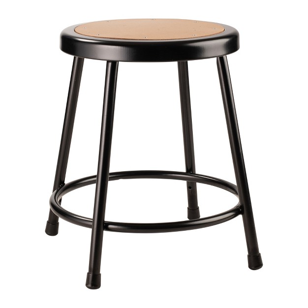 National Public Seating 6200 Series Heavy Duty 18 Inch Steel Stool With 1 Inch Round Seat Pan Supports Up To 500 Pounds Black Frame And Legs