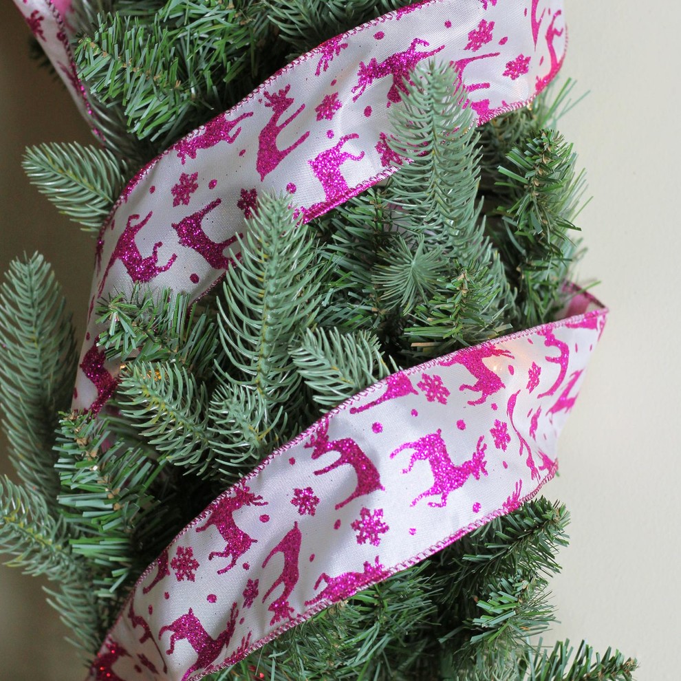 Reindeer  ampStar White Wired Christmas Craft Ribbon   Contemporary   Christmas Ornaments   by Northlight Seasonal  Houzz