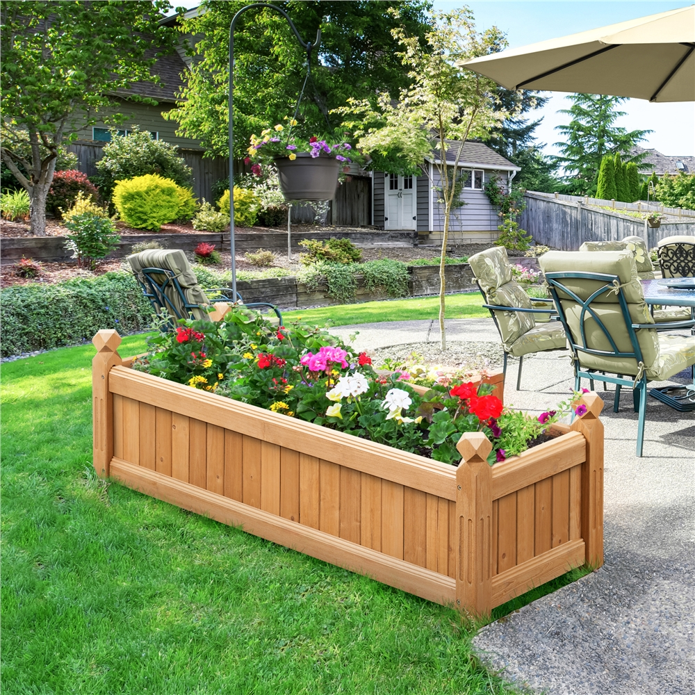 SmileMart Wooden Raised Garden Bed Planter Box for Patio/Yard/Greenhouse, Light Brown