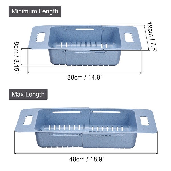 3 Pack Extendable Over the Sink Colanders Strainer for Kitchen - blue green pink - 38cm x 19cm x 8cm