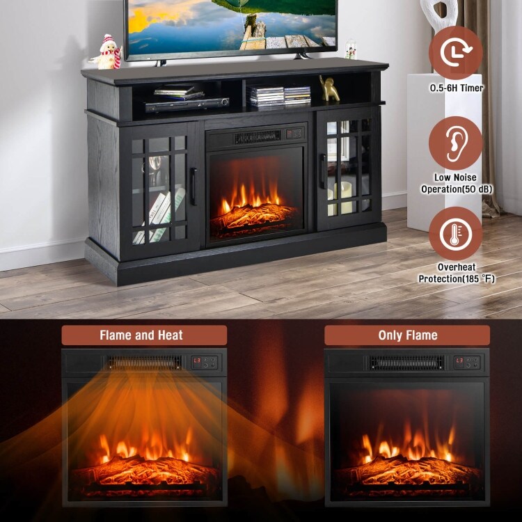 48 Inch Electric Fireplace TV Stand with Cabinets for TVs Up to 50 Inch   48\