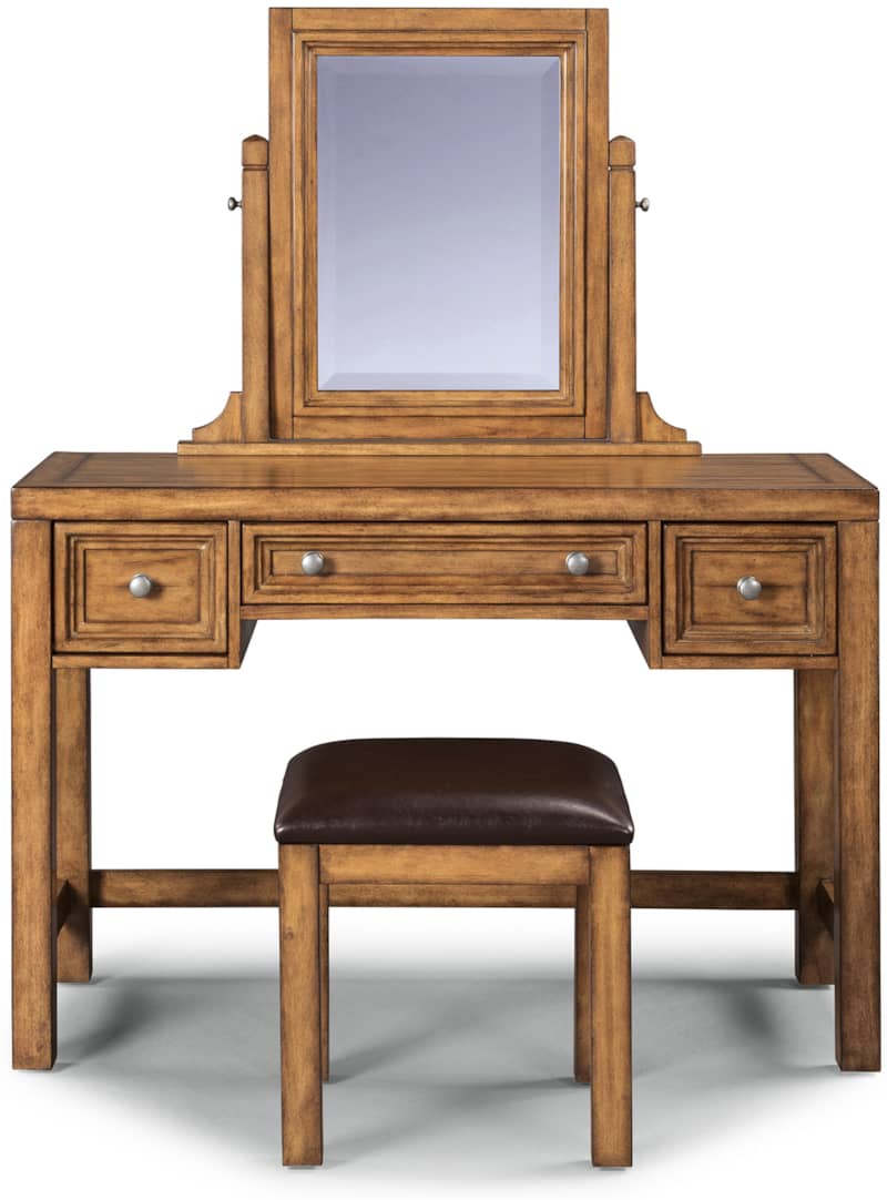 Homestyles Sedona Toffee Vanity and Mirror With Bench