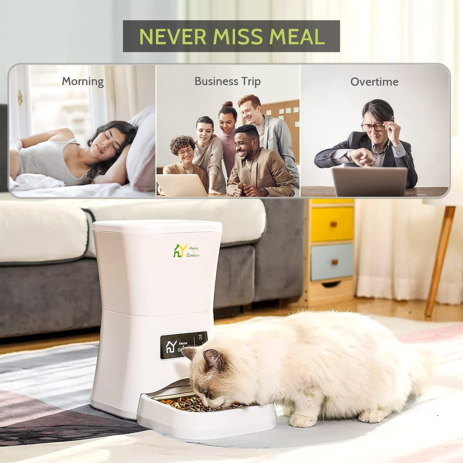 S.Y. 7L Automatic Cat Feeder Wi-Fi Enabled Smart Pet Feeders for Dogs and Cats， Auto Timed Dry Food Dispenser with Portion Control， APP Control