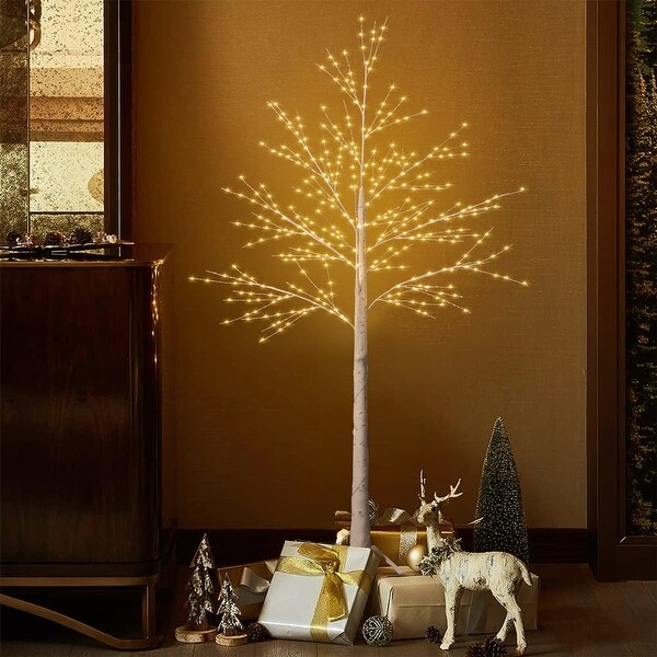 Lighted Twig Birch Tree with Fairy Lights 6ft Birch Tree 440LED Warm 8 Lighting Modes Artificial Plant (Plugin)