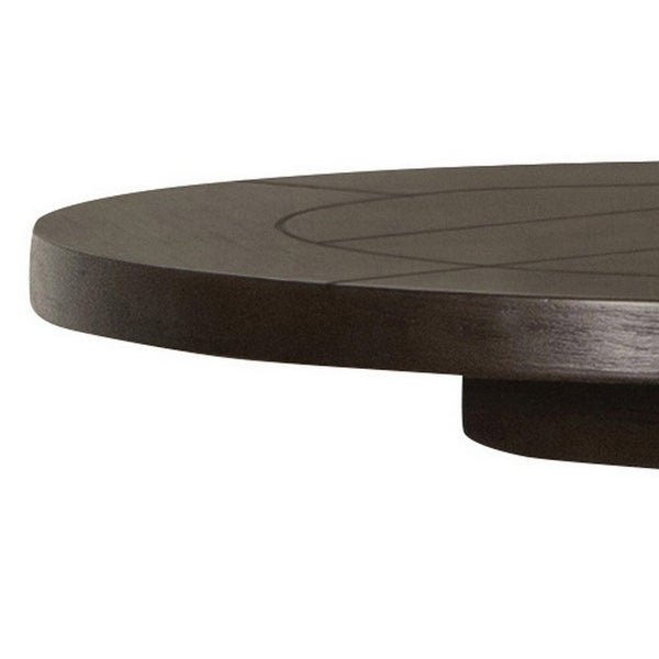 Aria 24 Inch Side End Table， Round Plank Top， Turned Pedestal， Dark Brown