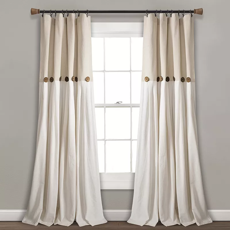 Lush Decor Linen Button Window Curtain Panel