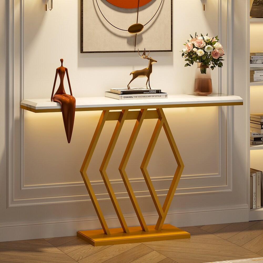 Modern Gold Console Table for Entry  Living Room