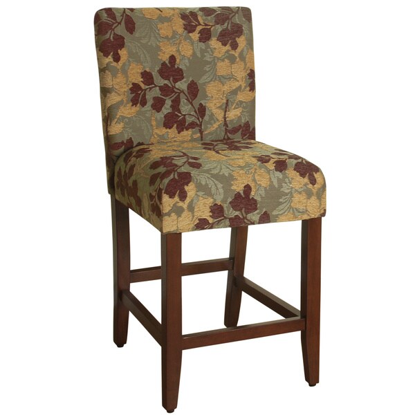 HomePop 24-inch Counter Height Tan Sage Leaf Upholstered Barstool - 24 inches - 24 inches