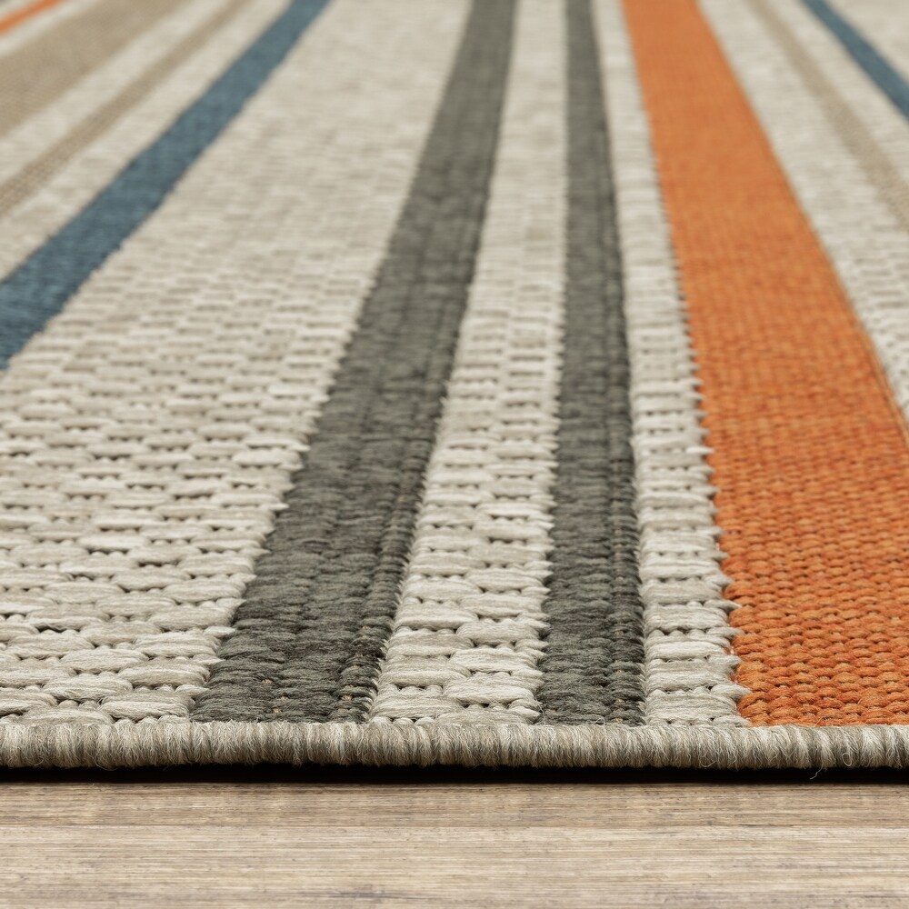 Style Haven Higgins Striped Grey/ Blue Indoor/ Outdoor Area Rug by Havenside Home