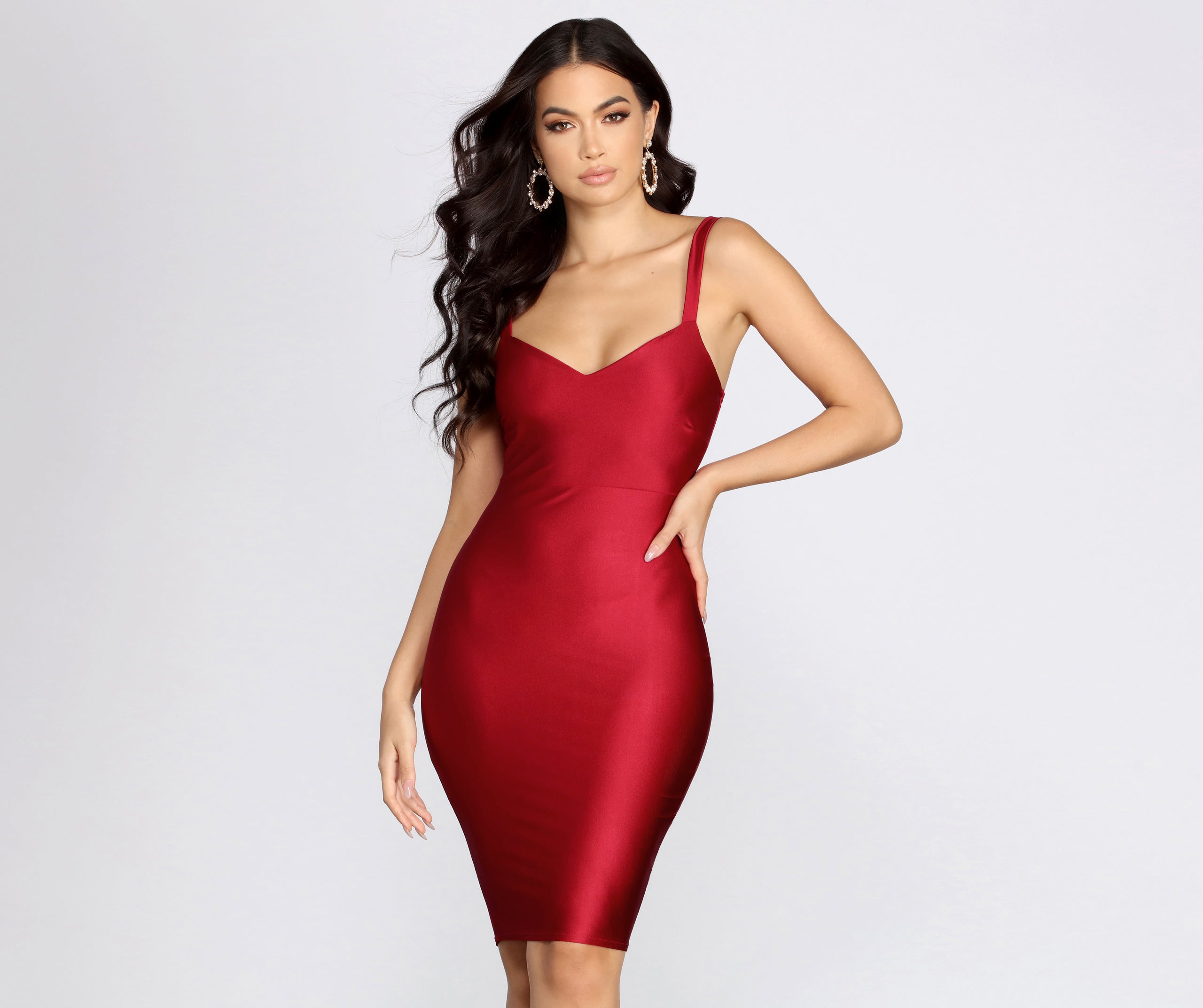 Sleek Chic Satin Midi Dress