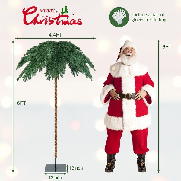 Costway 6 FT PreLit Artificial Christmas Tropical Palm Tree w/ 813