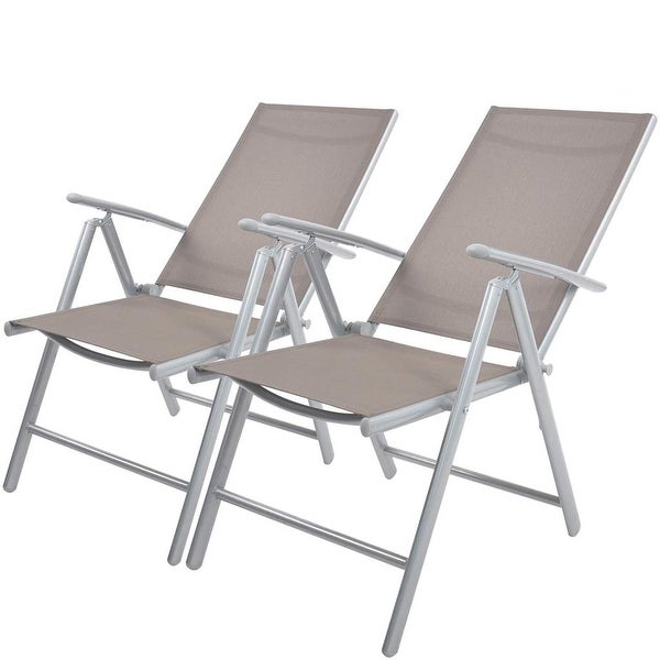 2Pcs Aluminum Adjustable Reclining Patio Folding Chairs - 22