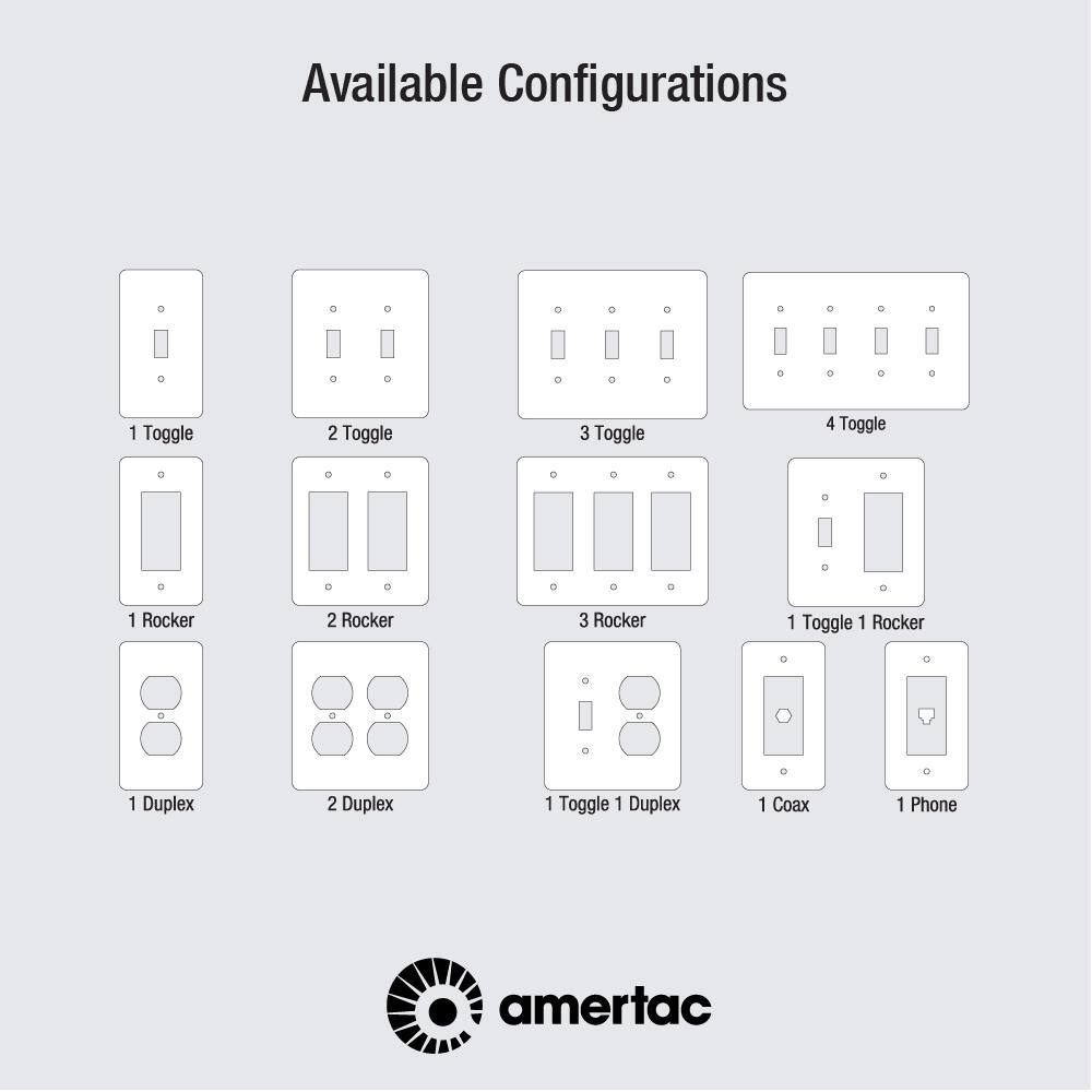 AMERELLE Oversized 2 Gang 1-Toggle and 1-Duplex Steel Wall Plate - White 463TDW