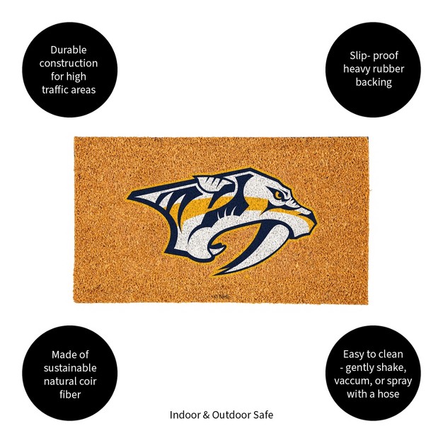 Evergreennhlnashville Predators Logo Natural Coir 28 X 16 Inches Indoor Outdoor Doormat