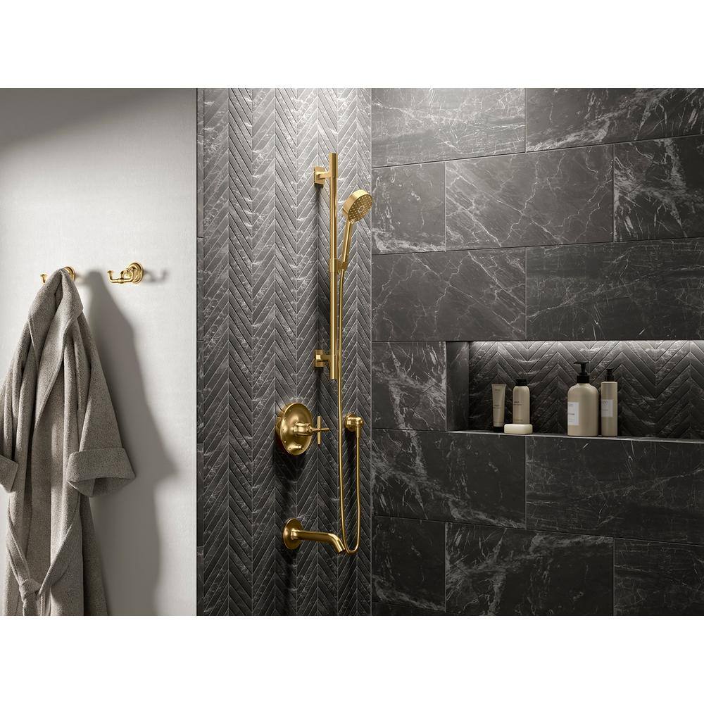 KOHLER Awaken 3-Spray Patterns with 1.75 GPM 4. 3125 in. Wall Mount Handheld Shower Head in Vibrant Brushed Moderne Brass K-72415-G-2MB