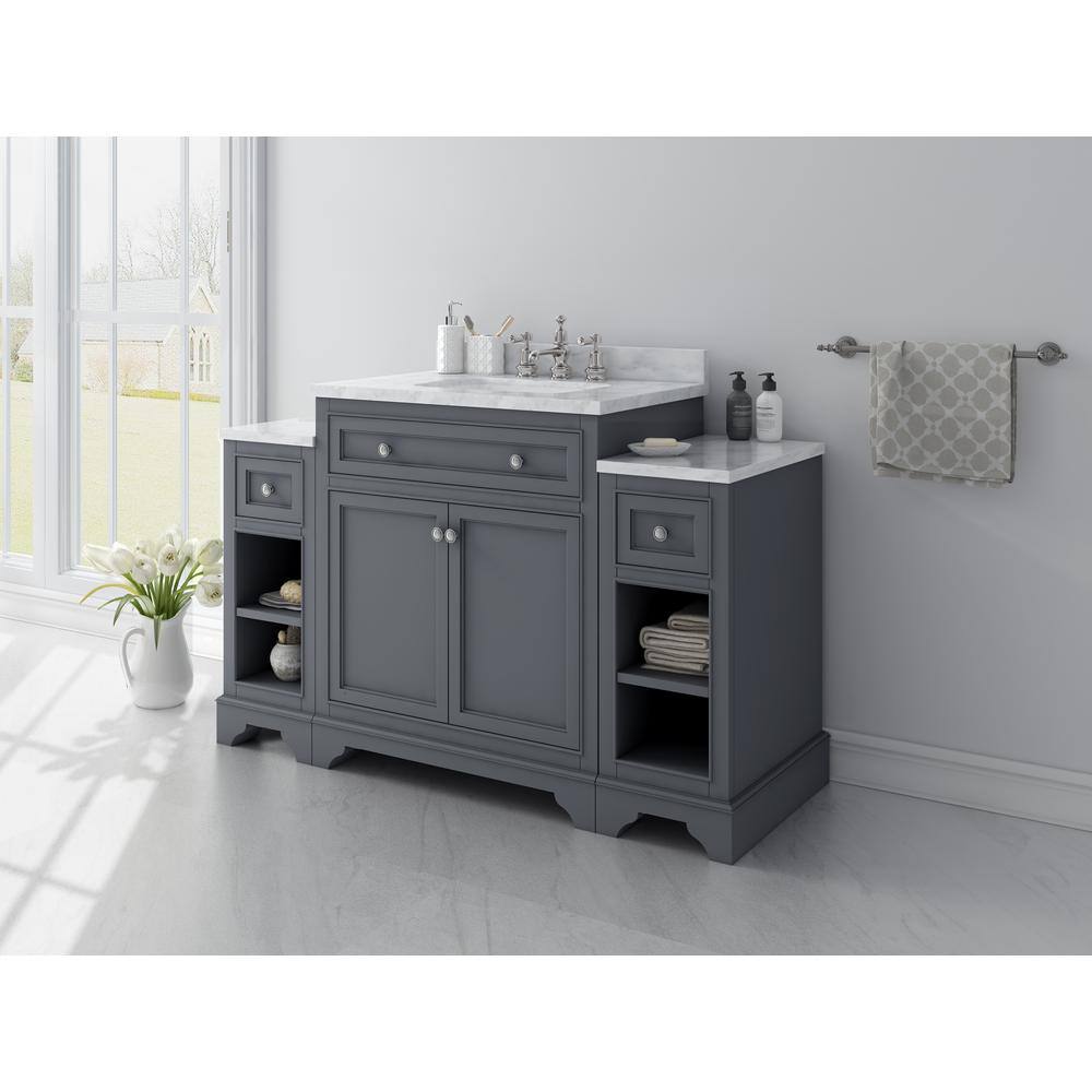 Home Decorators Collection Mornington 54 in. W x 21 in. D x 38 in. H Single Bath Vanity in Grey with Marble Vanity Top in White with White Sink MD-V036-2017-GR