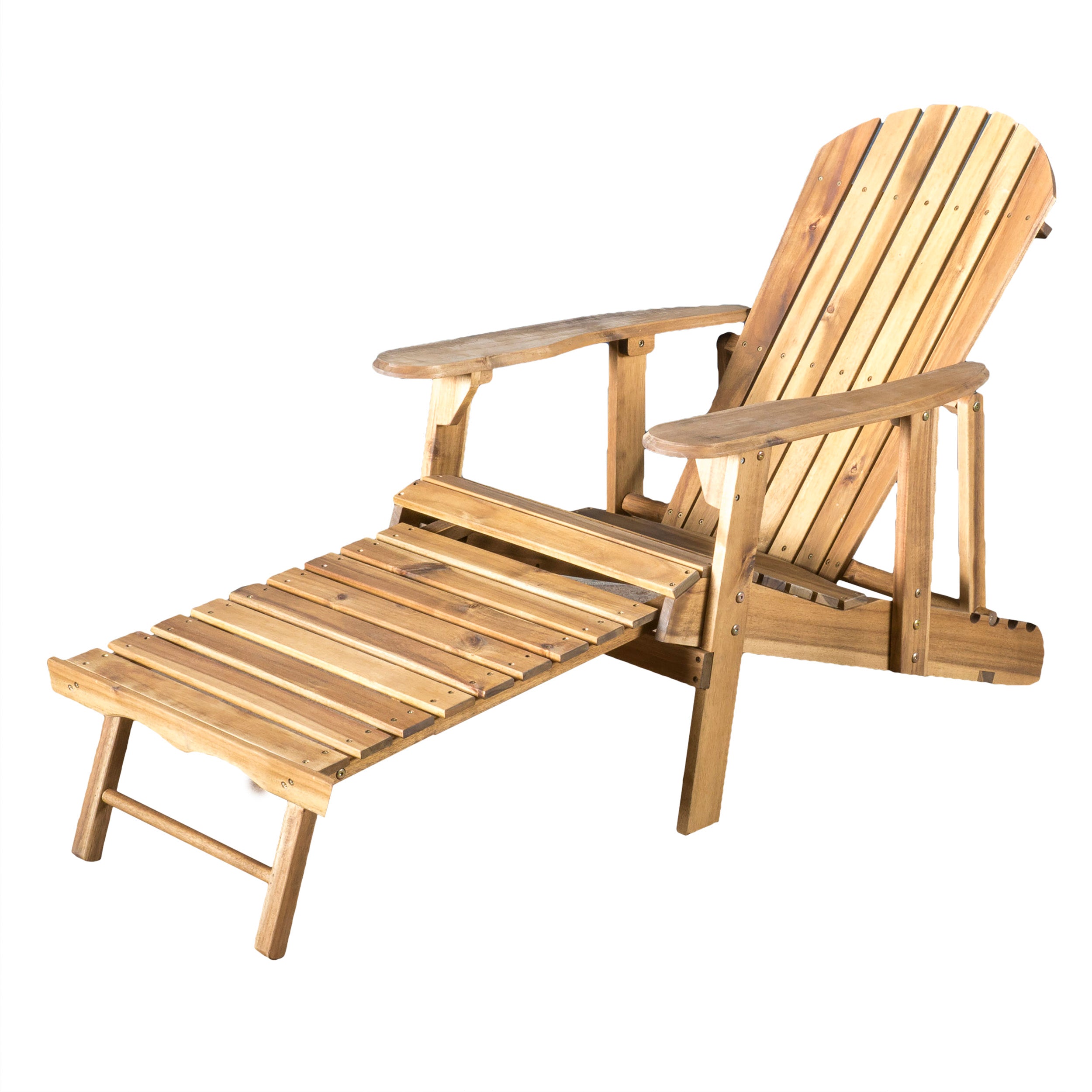 Katherine Outdoor Reclining Wood Adirondack Chair with Footrest