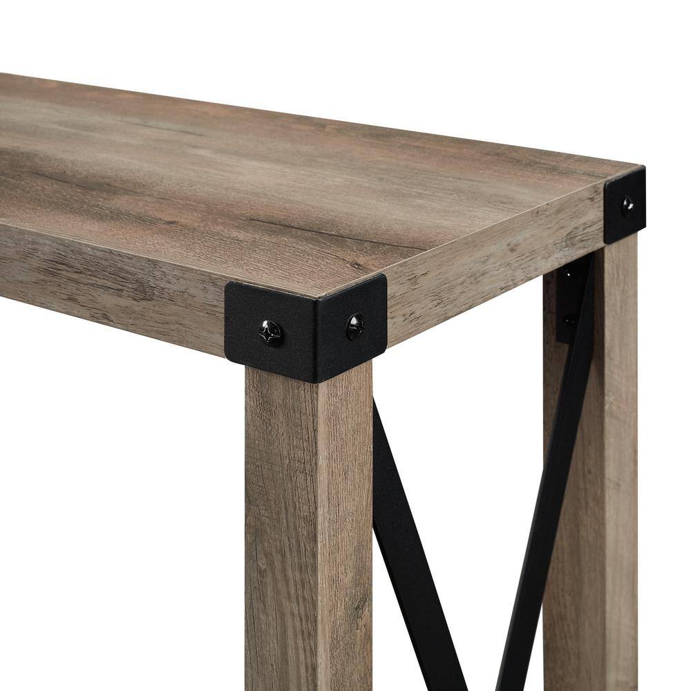 Walker Edison Furniture Company Industrial 46 in. Gray Wash Standard Rectangle Wood Console Table with Storage HDF46MXETGW