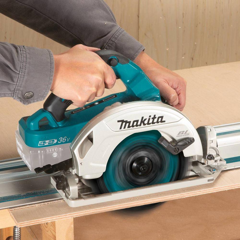 Makita 18V X2 LXT Lithium-Ion (36V) 7-14 in. Brushless Cordless Circular Saw Guide Rail Compatible Base (Tool-Only) XSH08Z