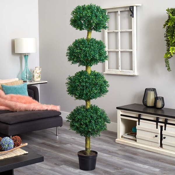 6' Four Tier Boxwood Topiary UV Resistant (Indoor/Outdoor)