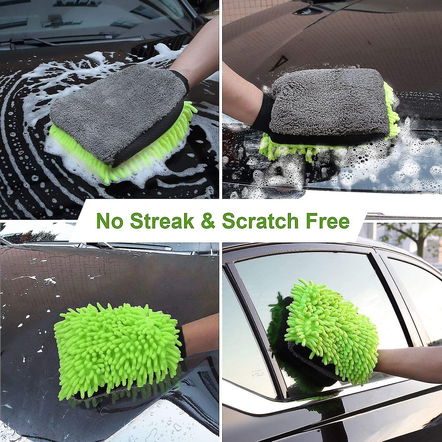 4 Pack Microfiber Wash Mitt.premium Chenille Mitts Lint And Scratch Free Sponge