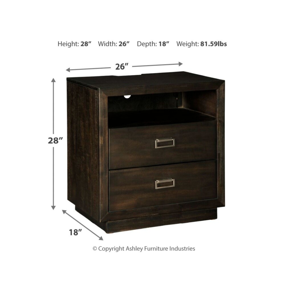 Hyndell Dark Brown Two Drawer Nightstand