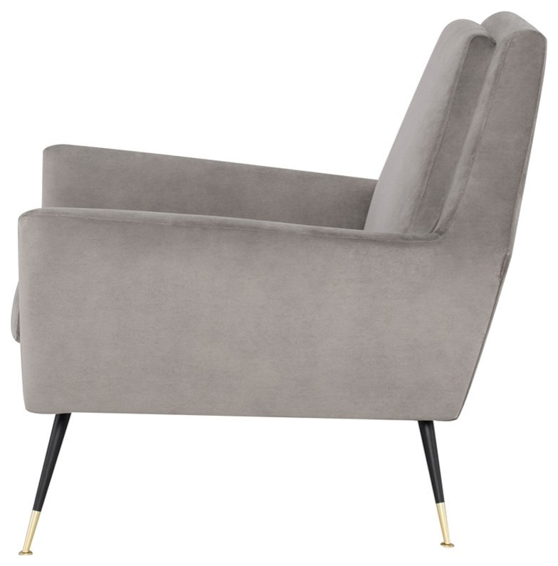 Raivo Occasional Chair Smoke Grey Velour Seat Matte Black   Midcentury   Armchairs And Accent Chairs   by Rustic Home Furniture Deco  Houzz